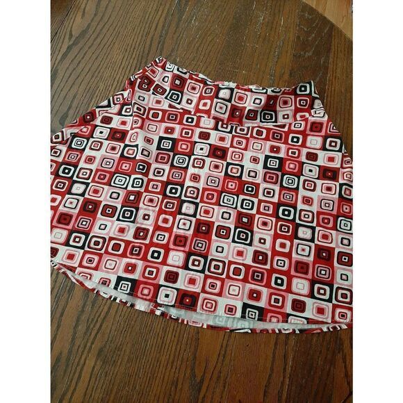 Size 7/8 My Michelle Red Pink White Rear Zip Mini Skirt - Picture 2 of 4